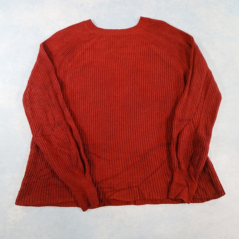 Gap Womens Red Ribbed Knit Crew Neck Raglan Sweater Size L CJJSWS15055